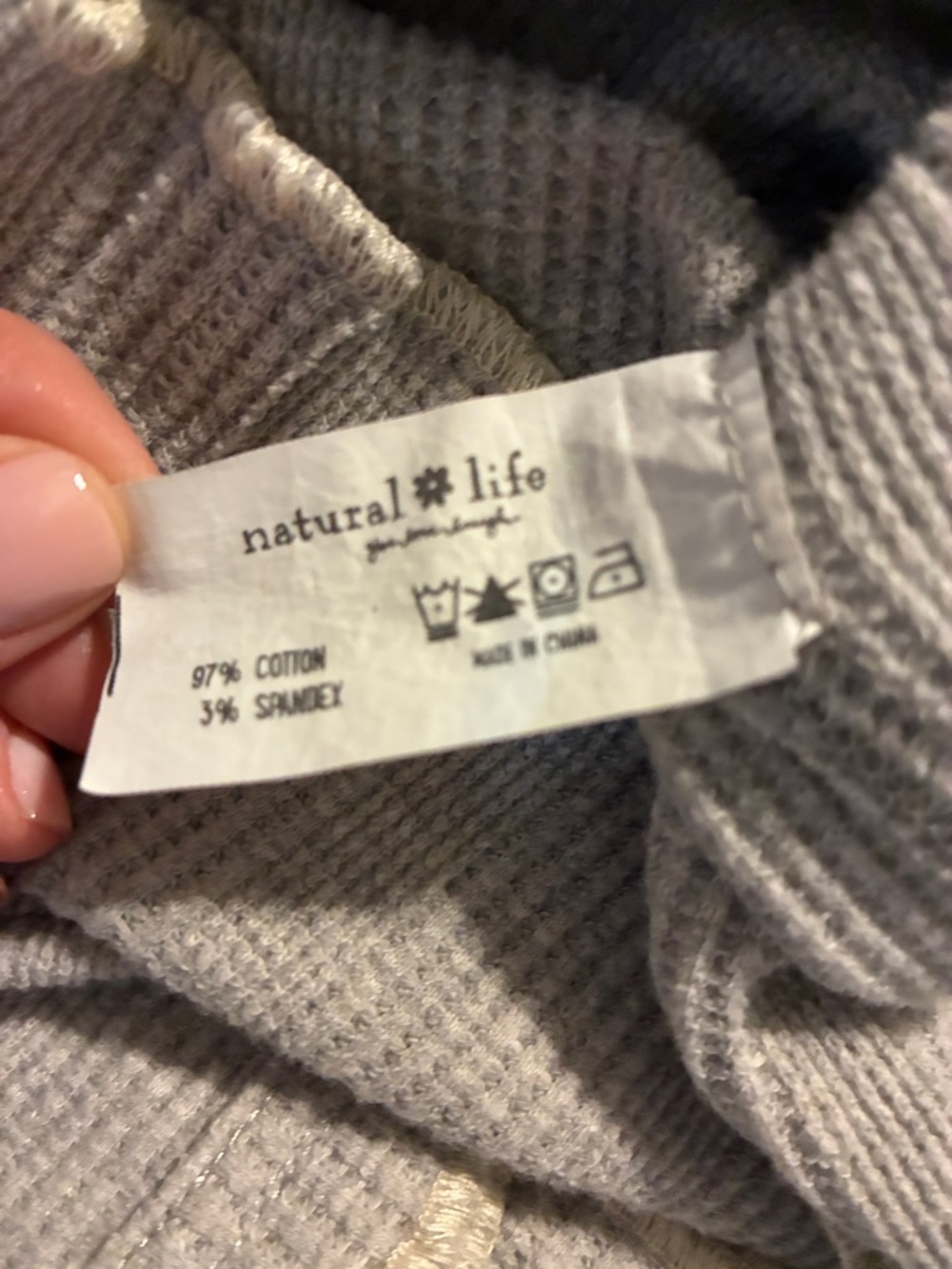 Natural Life Women's XS Waffle Knit Cropped Tank Top Gray Scoop Neck Boho Chic - Picture 8 of 8